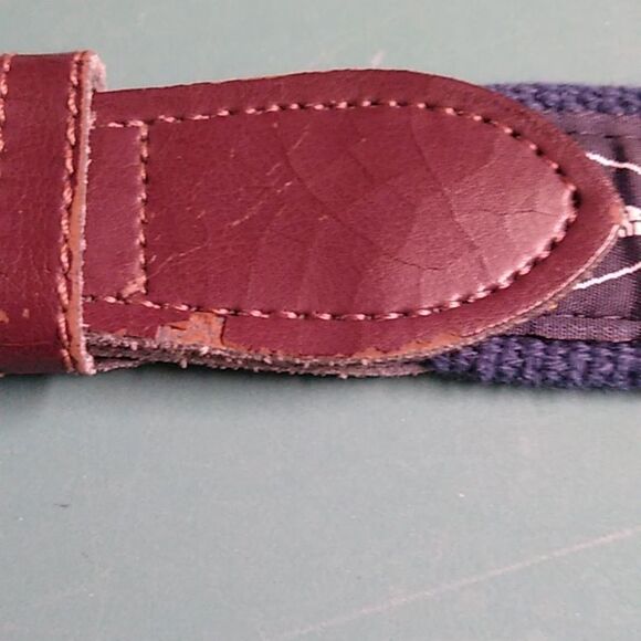 Vibrant Blue and Red Geometric Pattern Belts Solid Brass Buckles - Picture 8 of 11